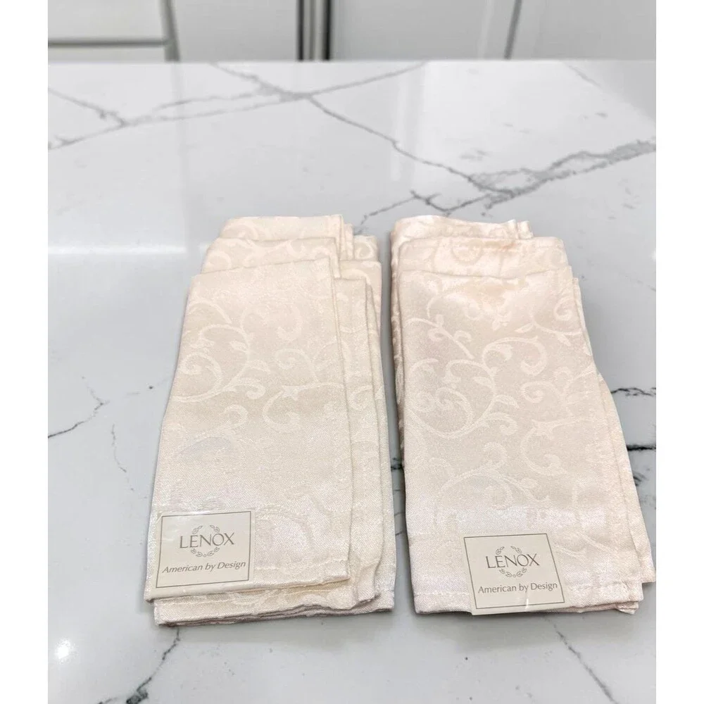 LENOX Ivy Cloth Napkins Set of 6 Cream Color NWT